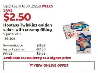 Hostess Twinkies golden cakes with creamy filling
