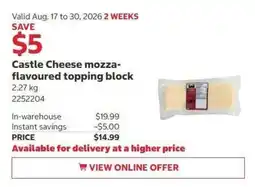 Costco Castle Cheese mozza-flavoured topping block offer