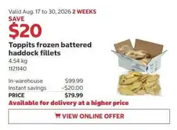 Costco Toppits frozen battered haddock fillets offer