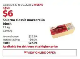 Costco Salerno classic mozzarella block offer