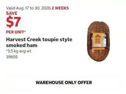 Costco Harvest Creek toupie style smoked ham offer