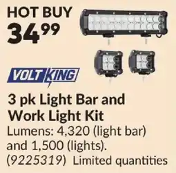 Princess Auto Volt king 3 pk light bar and work light kit offer