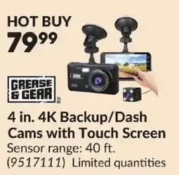 Princess Auto Grease & Gear 4 in. 4K Backup/Dash Cams with Touch Screen offer