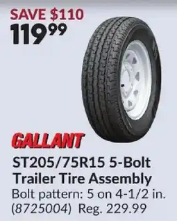 Princess Auto Gallant st205/75r15 5-bolt trailer tire assembly offer