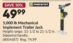 Princess Auto Powerfist 5,000 lb Mechanical Implement Trailer Jack offer