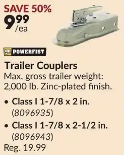Princess Auto Powerfist trailer couplers offer