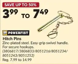 Princess Auto Powerfist hitch pins offer
