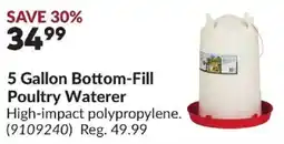 Princess Auto 5 gallon bottom-fill poultry waterer offer
