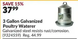 Princess Auto 3 gallon galvanized poultry waterer offer