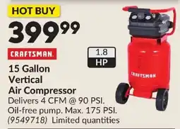 Princess Auto Craftsman 15 Gallon Vertical Air Compressor offer