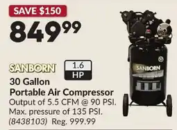 Princess Auto Sanborn 30 Gallon Portable Air Compressor offer