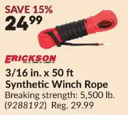 Princess Auto Erickson synthetic winch rope offer