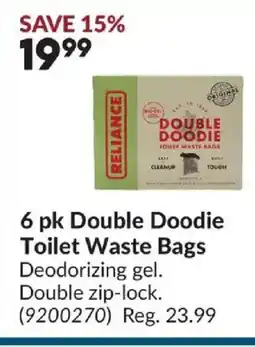 Princess Auto Reliance double doodie toilet waste bags offer