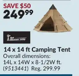 Princess Auto Red Mountain Valley 14 x 14 ft Camping Tent offer