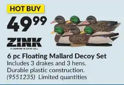 Princess Auto Zink 6 pc Floating Mallard Decoy Set offer