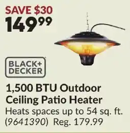 Princess Auto Black+Decker 1500 BTU Outdoor Ceiling Patio Heater offer