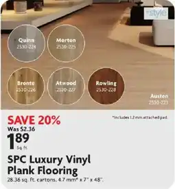 Home Hardware style SPC Luxury Vinyl Plank Flooring offer