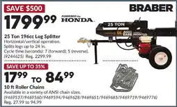 Princess Auto Braber 25 ton 196cc log splitter offer