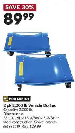 Princess Auto Powerfist 2 pk 2,000 lb Vehicle Dollies offer