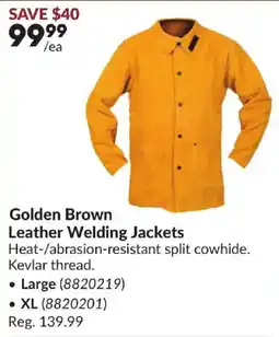 Princess Auto Golden Brown Leather Welding Jackets offer