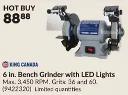 Princess Auto King Canada 6 in. Bench Grinder with LED Lights offer
