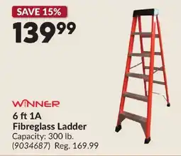 Princess Auto Winner 6 ft 1A Fibreglass Ladder offer