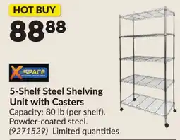 Princess Auto Xspace 5-shelf steel shelving unit with casters offer