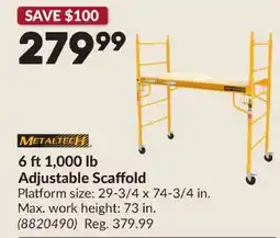 Princess Auto Metaltech adjustable scaffold offer
