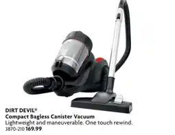 Home Hardware Dirt Devil Compact Bagless Canister Vacuum offer