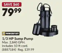 Princess Auto Powerfist 1/3 Hp Sump Pump offer