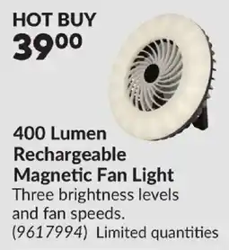 Princess Auto Rechargeable Magnetic Fan Light offer
