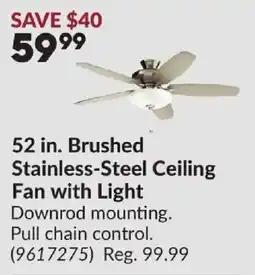 Princess Auto Brushed Stainless-Steel Ceiling Fan with Light offer