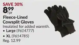 Princess Auto Fleece-Lined Cowsplit Gloves offer