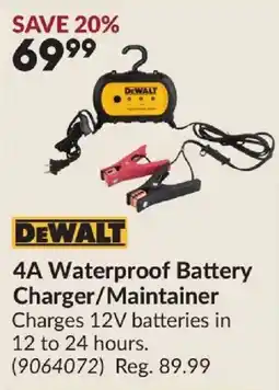 Princess Auto DeWalt 4a waterproof battery charger/maintainer offer