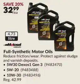 Princess Auto Motosel full-synthetic motor oils offer