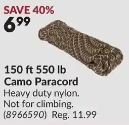 Princess Auto Camo Paracord offer