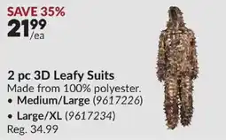 Princess Auto 2 pc 3D Leafy Suits offer
