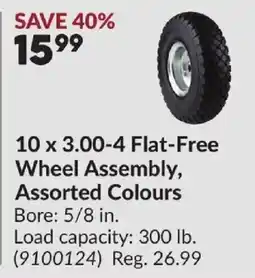 Princess Auto 10 x 3.00-4 Flat-Free Wheel Assembly, Assorted Colours offer