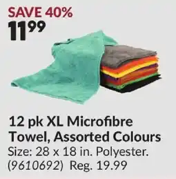 Princess Auto 12 pk XL Microfibre Towel, Assorted Colours offer