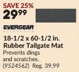 Princess Auto Evergear automotive rubber tailgate mat offer