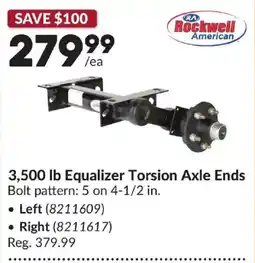 Princess Auto Rockwell American 3,500 lb Equalizer Torsion Axle Ends offer