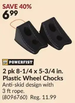 Princess Auto Powerfist plastic wheel chocks offer