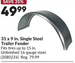Princess Auto Single Steel Trailer Fender offer