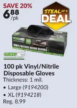 Princess Auto Grip vinyl nitrile blend gloves offer