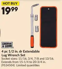Princess Auto Grease & Gear 4 pc 1/2 in. dr Extendable Lug Wrench Set offer