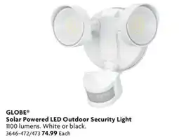 Home Hardware Globe solar powered led outdoor security light offer