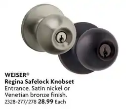 Home Hardware Weiser regina safelock knobset offer