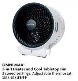 Home Hardware Omni Max 2-in-1 Heater and Cool Tabletop Fan offer