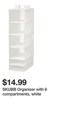 IKEA SKUBB Organizer with 6 compartments, white offer