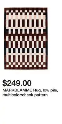 IKEA MARKBLÅMME Rug, low pile, multicolor/check pattern offer